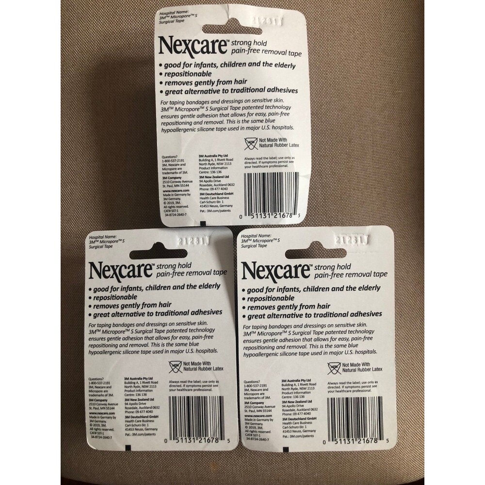 3M Nexcare Sensitive Skin Tape, Blue, 1 in x 4 yr - 3 Packs - Picture 3 of 3